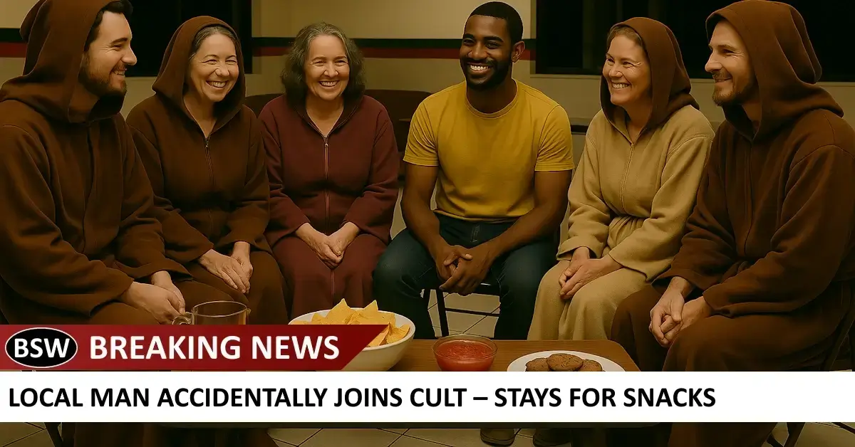 Local Man Accidentally Joins Cult – Stays for Snacks